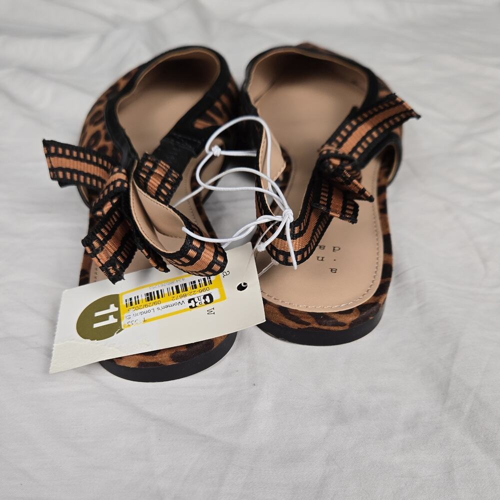 #56 A New Day Animal Print Pointed Toe Flats Accent Brown Black Women's Size 11 - Picture 4 of 5
